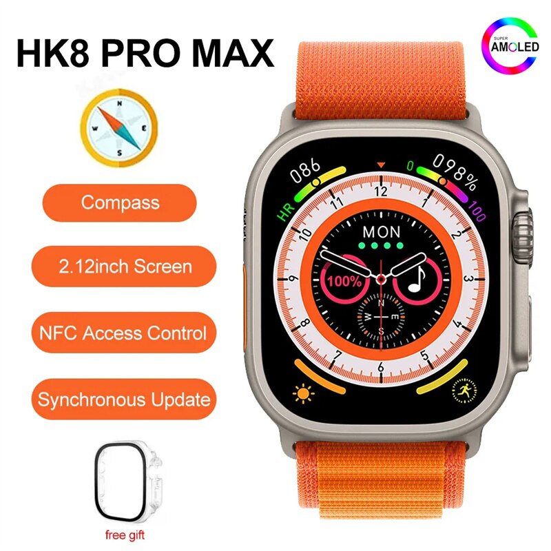 AMOLED ũ HK8  ƽ Ʈ Ʈġ, 49mm 2.12 ġ, 485x520  ȭ, NFC ħ  Ʈġ, 2023  ð